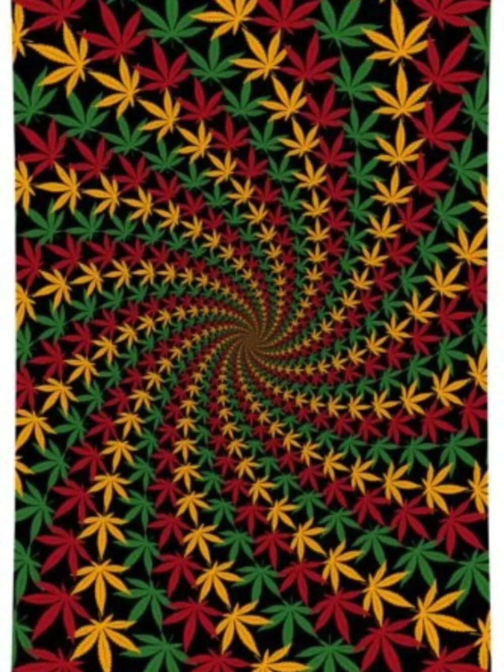 Rasta Leaf Spiral 3D Tapestry ~ Complete w/Corner Loops ~ 60